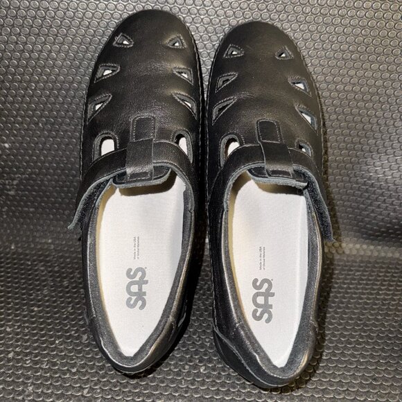 SAS Roamer Tripad Comfort Black Leather Adjustable Hook Loop Shoes Size 9.5M - Picture 6 of 8